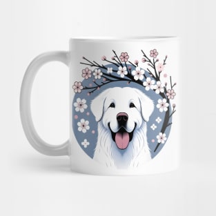 Braque Francais Pyrenean Enjoys Spring's Cherry Blossoms Mug